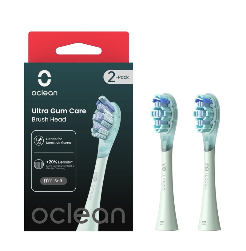 رؤوس فرشاة أوكلين للحماية المتقدمة للثة – شعيرات فائقة الكثافة ug01 – عبوة من قطعتين – أخضر